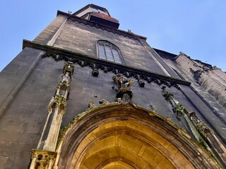 Blick von den T&uuml;rmen der Stadt Naumburg: Marientor, Marien-Magdalenen-Kirche, de Stadtkirche St.-Wenzel und der Naumburger Dom, Blick zum Weihnachtsmarkt und dem Borlachturm