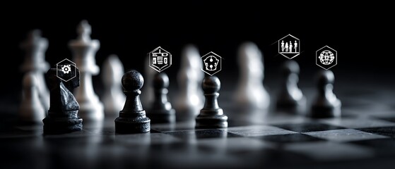 Strategic chess battle intense gameplay with iconic battle symbols on board