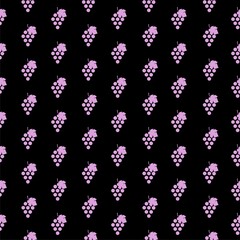 Grapes Seamless Pattern isolated on black background