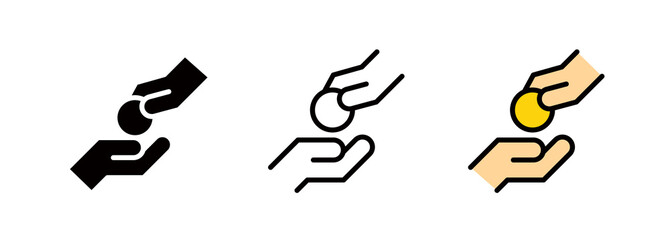 Fototapeta premium Hand icons representing cash payments and donations