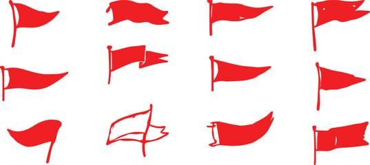 Red Flag Vector Collection Set.