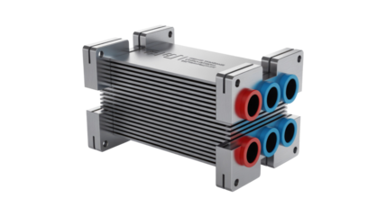 Heat Exchanger with Red and Blue Connectors
