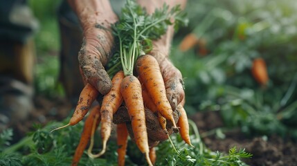 Sustainable Farming Lifestyle Depicted Through Freshly Picked Root Vegetables in Nature