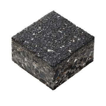 Asphalt Cube: A detailed cross-section of a cube of asphalt, revealing the intricate layers and composition of the paving material, showcasing the beauty and complexity of road construction.