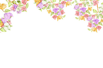 Flower watercolor frame for wedding, birthday, card, background, invitation, wallpaper, sticker, decoration etc.
