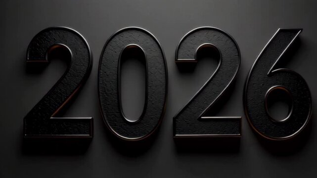 Modern 3D 2026 logo animation on black background