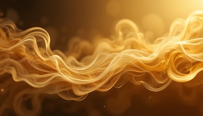 Luminous highlights and flowing movement on an abstract golden haze or fluid background