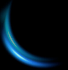 Grainy glowing blue blur gradient crescent C-curve on black background