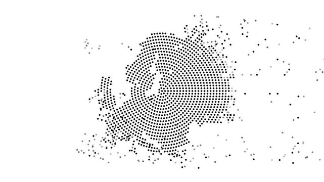 Europe Map Forming from Flying Dots in Gray to Black