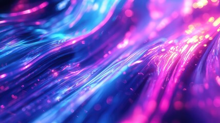 Dynamic flowing digital lines and glowing particles creating a vibrant, futuristic data transfer concept with illuminated abstract energy and colorful light trails
