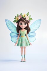 3d rendering of a cute little fairy isolated on white background.