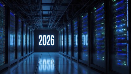 Futuristic Data Center Vision - The Year 2026 in Digital Infrastructure.