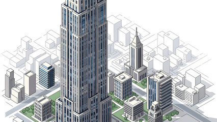 Modern Cityscape with Skyscrapers and Urban Landscape.