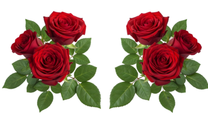 Two bouquets of red roses isolated on transparent background