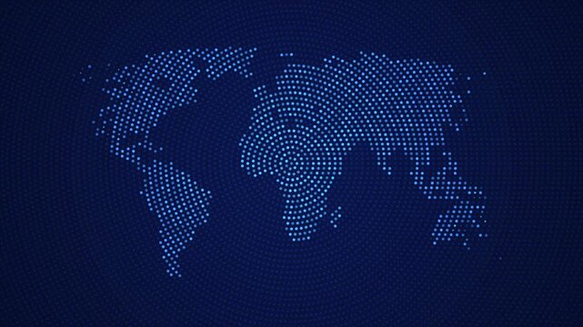Digital World Map with Dotted Flicker and Scale Reveal Animation