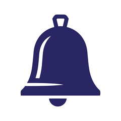 Dark blue bell icon on white background