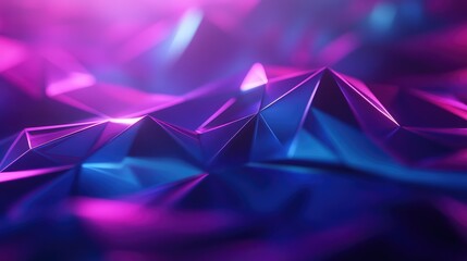 Interconnected low poly facets glow with magenta and cyan neon, forming a dynamic futuristic network texture that evokes digital data, cyberpunk energy, and modern tech innovation