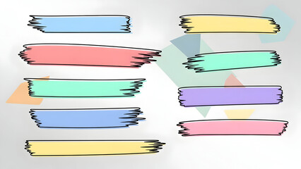 Colorful Brush Strokes on White Background.