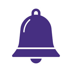 Purple bell icon on white background