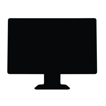 Black monitor icon on transparent background