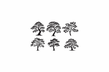 Japanese Maple tree vector silhouettes black image. .eps