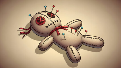 Voodoo Doll with Pins and Needles.