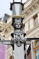 Iron fence with Corinthian columns of The Ministry of Agriculture building in Madrid city