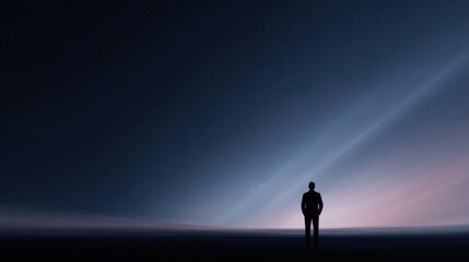 visionary thinking concept with silhouette facing expansive horizon