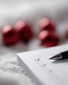 year end business checklist with festive accents, goal completion and reflection theme