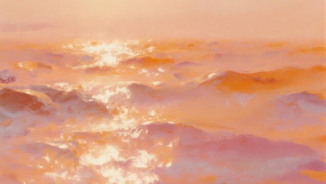 Golden Hour Waves - A Serene Coastal Scene in Warm Hues.