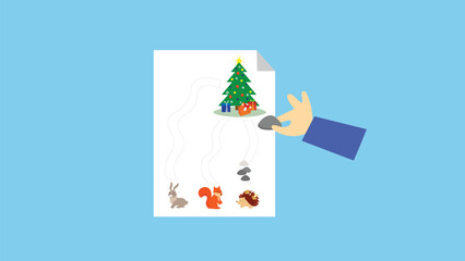 Merry Christmas and Happy New Year. Flat style vector illustration.