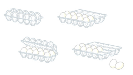 たまごパックのイラストセット・バリエーション