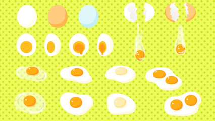 たまごのイラストセット・バリエーション、卵白透過