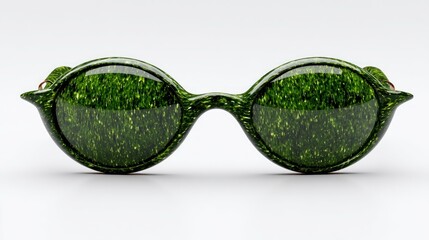 Unique Green Round Sunglasses with Textured Lenses.