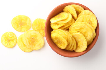 Banana chips is a deep-fried or dried,  crispy slice of banana. 