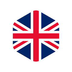 UK Hexagon Flag Icon isolated on transparent background