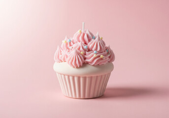 Adorable Pink Frosted Cupcake Candle with Sprinkles for Festive Occasions