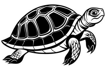 Fototapeta premium turtle linocut art white background 