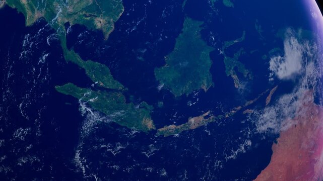 Indonesia from Space. Asia from Space Orbit. Blue Planet Earth. Globe
