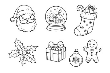 set of christmas elements