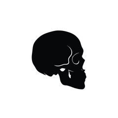 Black skull silhouette on transparent background