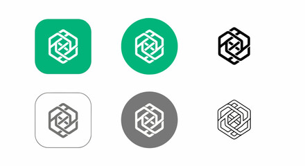 Modern abstract geometric pattern design with interconnected lines and shapes in various colors