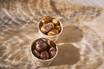 delicious walnut shaped russian nut shortbread sandwich cookies filled with sweet condensed milk or caramel