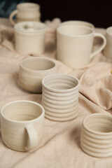 Pottery class. Cuts are ready to be paint   