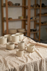 Pottery class. Cuts are ready to be paint   