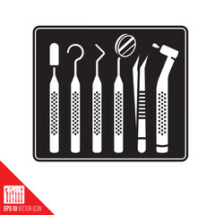 Dental examination and cleaning tools vector