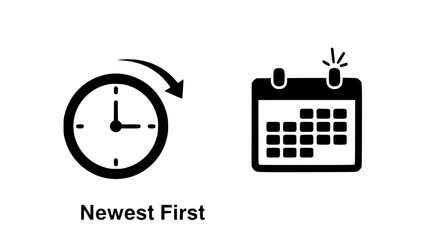 Clock and calendar icons display scheduling reminder in simple design or date calendar and clock visualize appointment scheduling on plain backdrop