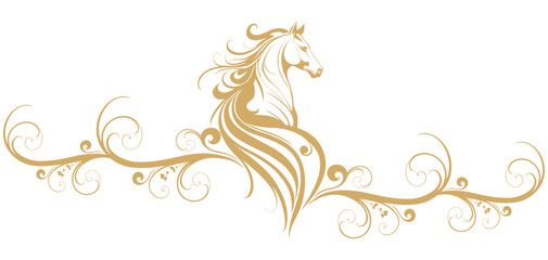 golden chinese horse shio of vector illustration	