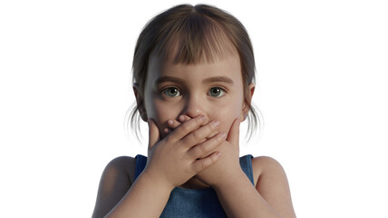 Fototapeta premium Surprised Little Girl Covering Mouth