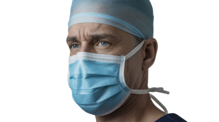 Surgeon with Mask on Transparent Background